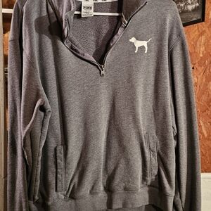 Gray Quarter-Zip Sweatshirt with Dog Logo